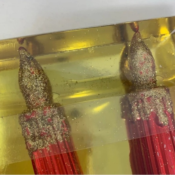 5 pc candles with clips Christmas clips holiday decorations new in box red/gold - Picture 4 of 11